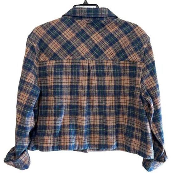 O'Neill Crop Flannel Shirt Womens Large Multicolor Plaid Shacket Jacket - Picture 3 of 6